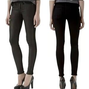 rag & bone Black Lamb Leather Hyde Denim Combo Skinny Jeans USA Size 31 $598 Ret